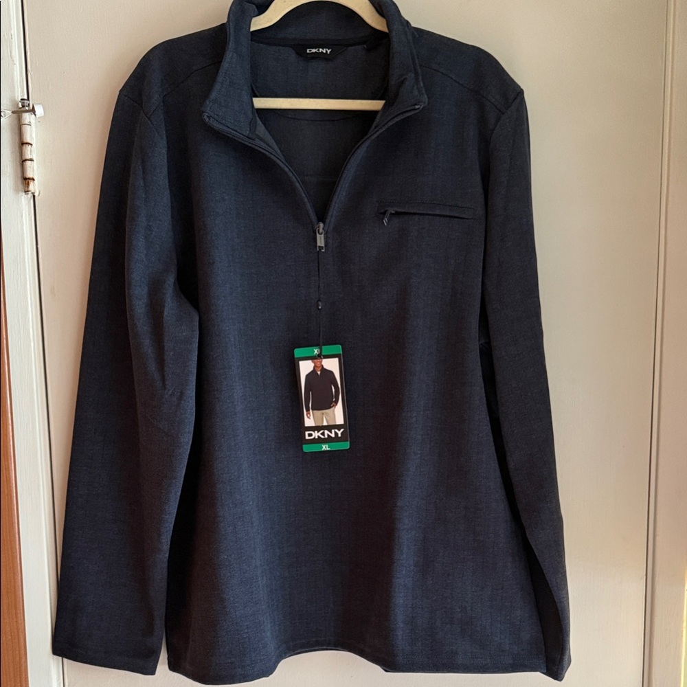 DKNY Men's Herringbone Quarter Zip - X-Large